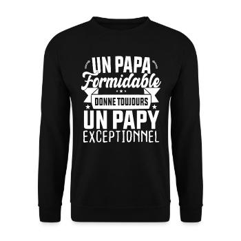 Un Papa Formidable donne un Papy Exceptionnel - Sweat-shirt Unisexe - noir - Devant - Alina (178cm) & Michal (187cm)