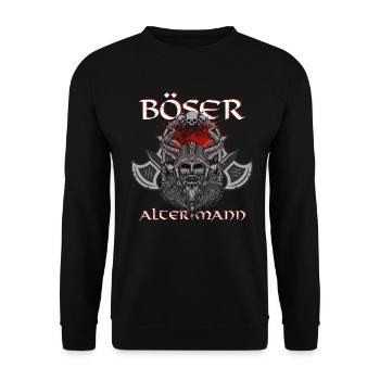 Böser alter Mann Totenkopf Skull Wikinger Viking - Unisex Pullover - Schwarz - Vorne - Alina (178cm) & Michal (187cm)