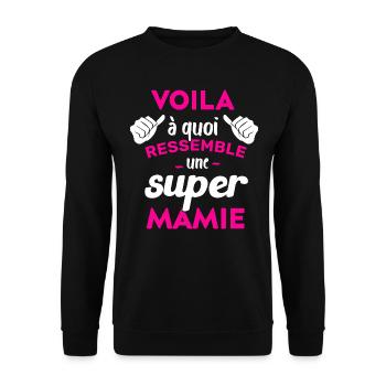 Super Mamie Cadeau Humour Personnalisé - Sweat-shirt Unisexe - noir - Devant - Alina (178cm) & Michal (187cm)