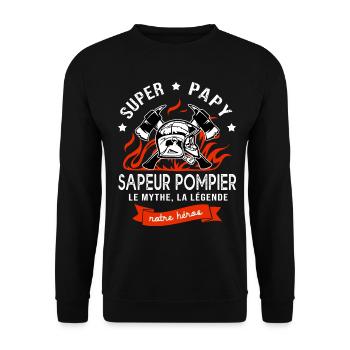 super papy sapeurs pompiers cadeau papi pompier - Sweat-shirt Unisexe - noir - Devant - Alina (178cm) & Michal (187cm)