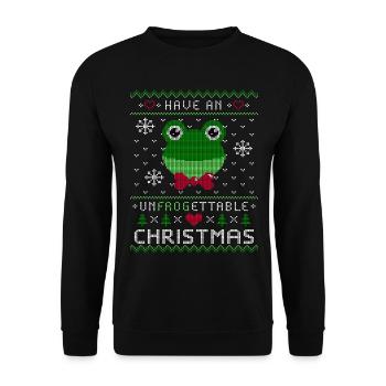 Drôle de grenouille Ugly Noël - Sweat-shirt Unisexe - noir - Devant - Alina (178cm) & Michal (187cm)