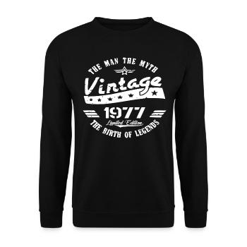 Anniversaire Année de naissance Millésime 1977 - Sweat-shirt Unisexe - noir - Devant - Alina (178cm) & Michal (187cm)