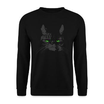 CAT with green eyes - Unisex Sweatshirt - black - Front - Alina (178cm) & Michal (187cm)