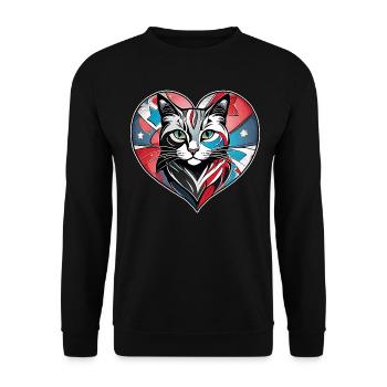 Katzenherz - Unisex Pullover - Schwarz - Vorne - Alina (178cm) & Michal (187cm)