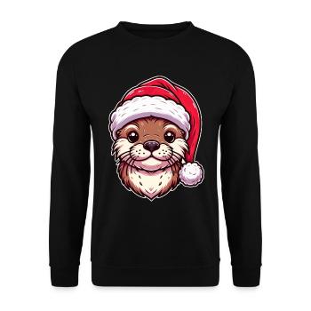 Christmas Otter Magic - Festive Design - Unisex Sweatshirt - black - Front - Alina (178cm) & Michal (187cm)
