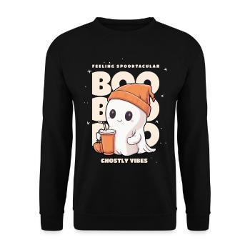 Halloween Costume, Little Ghost, Ghost, Pumpkin - Unisex Sweatshirt - black - Front - Alina (178cm) & Michal (187cm)