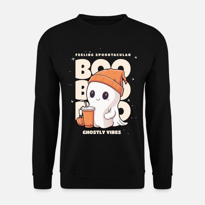 Halloween Kostüm, kleines Gespenst, Geist, Kürbis - Unisex Pullover - Schwarz