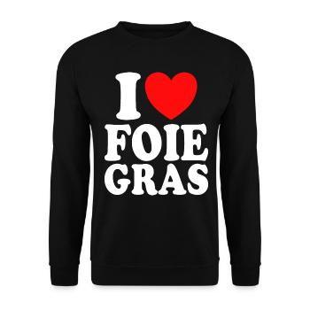 Weihnachten I Love Foie Gras Cuisine - Unisex Pullover - Schwarz - Vorne - Alina (178cm) & Michal (187cm)