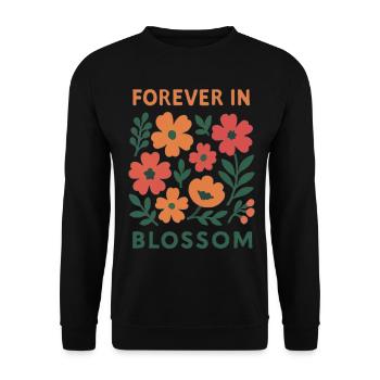 Toujours en fleurs - floral - Sweat-shirt Unisexe - noir - Devant - Alina (178cm) & Michal (187cm)