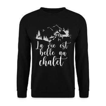 La vie est belle au chalet - Sweat-shirt Unisexe - noir - Devant - Alina (178cm) & Michal (187cm)