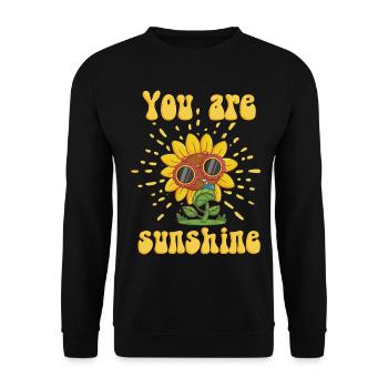 Strahlende Sonnenblume mit Sonnenbrille - Unisex Pullover - Schwarz - Vorne - Alina (178cm) & Michal (187cm)