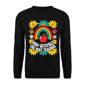 Pfotenhaft der beste Lehrer-Hunde-Liebhaber - Unisex Pullover - Schwarz - Vorne - Alina (178cm) & Michal (187cm)
