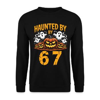 Haunted By 67 Six Seven Meme Gen Alpha Basketball - Unisex Sweatshirt - black - Front - Alina (178cm) & Michal (187cm)