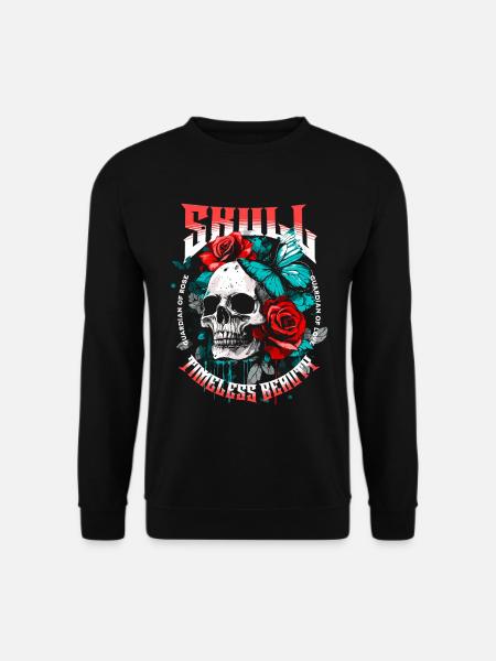 Skull Skull Butterfly Rose Flower - Unisex Sweatshirt - black