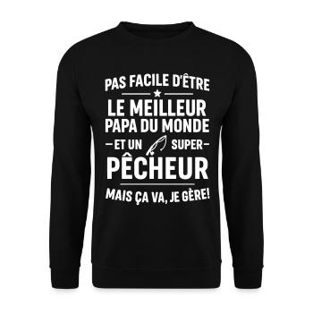 Fishing – Super Papa Pêcheur - Unisex Sweatshirt - black - Front - Alina (178cm) & Michal (187cm)