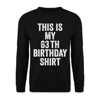 63. Geburtstag 63. Geburtstagsgeschenk - 63. Geburtstagsgeschenk - Unisex Pullover - Schwarz - Vorne - Alina (178cm) & Michal (187cm)