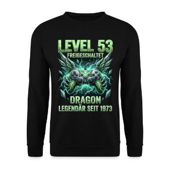 53rd Birthday Man Level 53 Gamer Funny Gift - Unisex Sweatshirt - black - Front - Alina (178cm) & Michal (187cm)