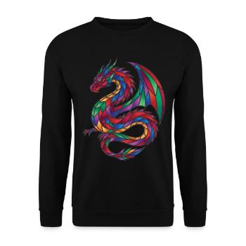 Fantasme de la Mosaïque de Dragon en Vitrail - Sweat-shirt Unisexe - noir - Devant - Alina (178cm) & Michal (187cm)