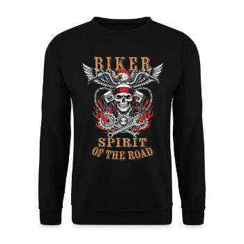 Biker - Spirit of the Road - Unisex Pullover - Schwarz - Vorne - Alina (178cm) & Michal (187cm)