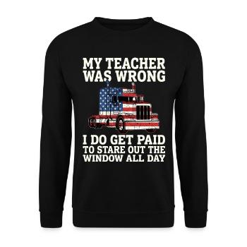 Trucker Patriotic US Semi Truck Driver - Unisex Sweatshirt - black - Front - Alina (178cm) & Michal (187cm)