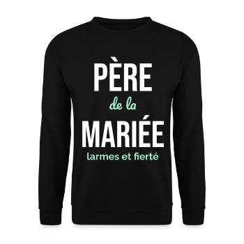 Père de la Mariée — Larmes et Fierté - Sweat-shirt Unisexe - noir - Devant - Alina (178cm) & Michal (187cm)