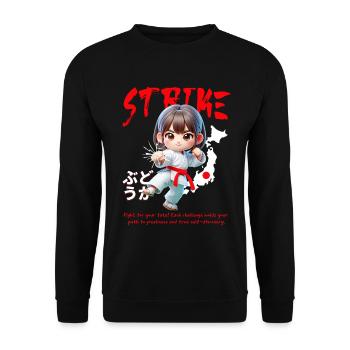 Chibi Karate Hero Strike - Unisex Sweatshirt - black - Front - Alina (178cm) & Michal (187cm)