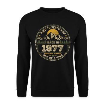 Geburtstagsparty 1977 – Geboren 1977 - Unisex Pullover - Schwarz - Vorne - Alina (178cm) & Michal (187cm)