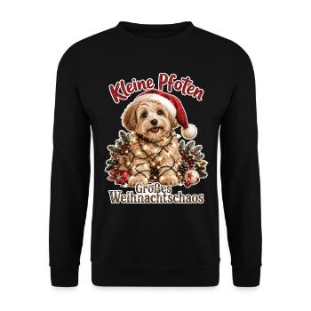 Kleine Pfoten, Großes Weihnachtschaos - Unisex Pullover - Schwarz - Vorne - Alina (178cm) & Michal (187cm)