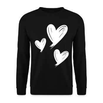 Herzen - Unisex Pullover - Schwarz - Vorne - Alina (178cm) & Michal (187cm)