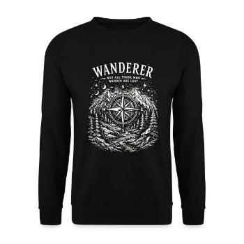 Wanderer Compass Mountain Design - Unisex Sweatshirt - black - Front - Alina (178cm) & Michal (187cm)