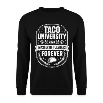 Taco University Master of Tuesdays - Unisex Pullover - Schwarz - Vorne - Alina (178cm) & Michal (187cm)