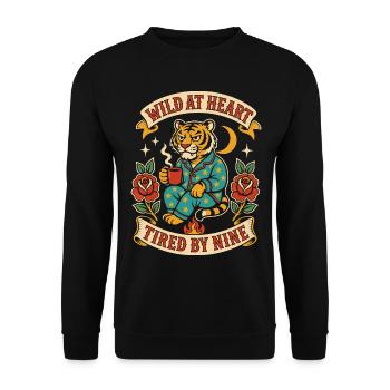 Sauvage de cœur – Fatigué jusqu’à neuf ans - Sweat-shirt Unisexe - noir - Devant - Alina (178cm) & Michal (187cm)