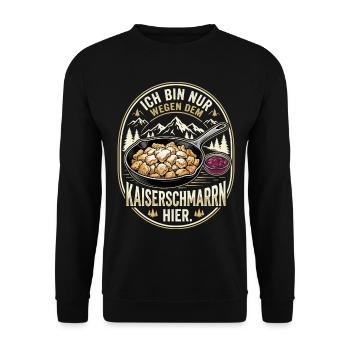 Kaiserschmarrn Spruch - Wandern, Berge & Alm - Unisex Pullover - Schwarz - Vorne - Alina (178cm) & Michal (187cm)
