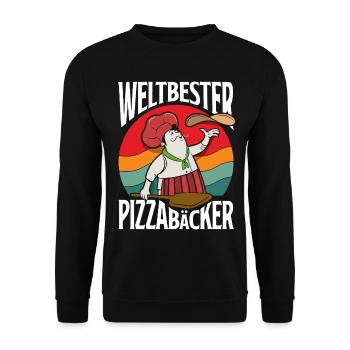 Weltbester Pizzabäcker Spruch - Unisex Pullover - Schwarz - Vorne - Alina (178cm) & Michal (187cm)