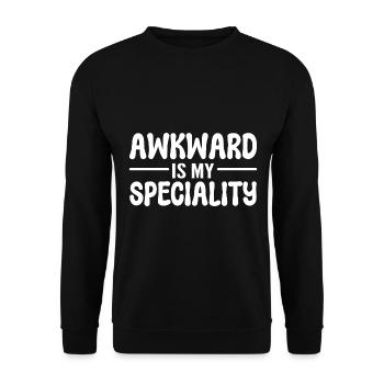Awkward Is My Specialty Asozial - Unisex Pullover - Schwarz - Vorne - Alina (178cm) & Michal (187cm)