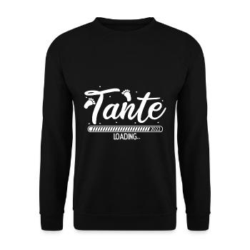 Tante Loading 2022 Babyankündigung Geburt Schwange - Unisex Pullover - Schwarz - Vorne - Alina (178cm) & Michal (187cm)