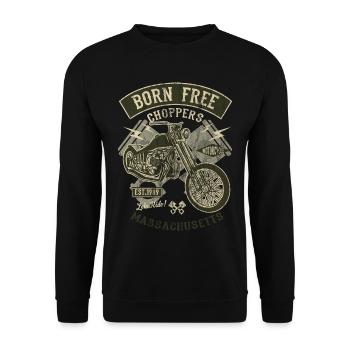 BORN FREE CHOPPERS - Motorcycle Chopper Shirt Motif - Unisex Sweatshirt - black - Front - Alina (178cm) & Michal (187cm)