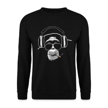 Chimpanzee - monkey - music - Unisex Sweatshirt - black - Front - Alina (178cm) & Michal (187cm)