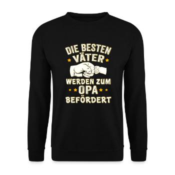 Die Besten Väter Werden Zum Opa Befördert - Unisex Pullover - Schwarz - Vorne - Alina (178cm) & Michal (187cm)