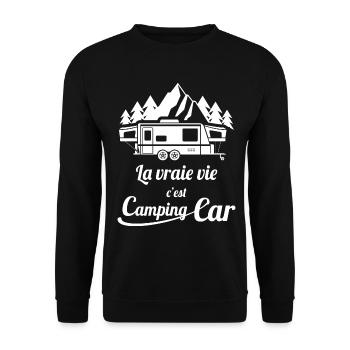 Camping-car camping car - Sweat-shirt Unisexe - noir - Devant - Alina (178cm) & Michal (187cm)