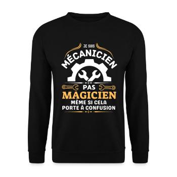 mécanicien pas magicien - Sweat-shirt Unisexe - noir - Devant - Alina (178cm) & Michal (187cm)