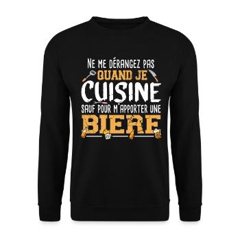 Cuisine Bière Alcool Apéro Cadeau Humour Cuisinier - Sweat-shirt Unisexe - noir - Devant - Alina (178cm) & Michal (187cm)