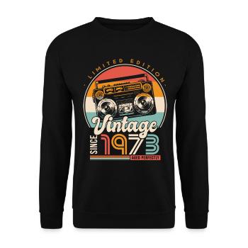 Jahrgang seit 1973 Geburtstagsgeschenk 50 Jahre - Unisex Pullover - Schwarz - Vorne - Alina (178cm) & Michal (187cm)