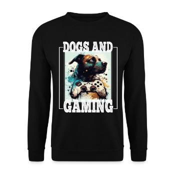 Chiens et jeux Hunde Gamer Controller Zocken - Sweat-shirt Unisexe - noir - Devant - Alina (178cm) & Michal (187cm)