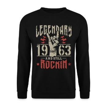 Legendär seit 1963 Jahrgang Rock Heavy Metal - Unisex Pullover - Schwarz - Vorne - Alina (178cm) & Michal (187cm)