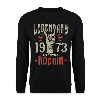 Legendär seit 1973 Jahrgang Rock Heavy Metal - Unisex Pullover - Schwarz - Vorne - Alina (178cm) & Michal (187cm)