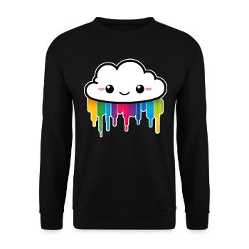 Cute Cloud Raining Rainbow Colors - Unisex Sweatshirt - black - Front - Alina (178cm) & Michal (187cm)