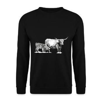 Bovins des hautes terres avec veau - Sweat-shirt Unisexe - noir - Devant - Alina (178cm) & Michal (187cm)