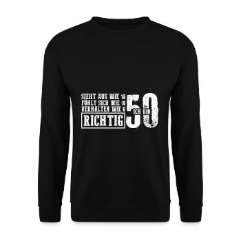 Sieht aus wie 18 fühlt sich wie 16 verhalten wie 6 - Unisex Pullover - Schwarz - Vorne - Alina (178cm) & Michal (187cm)