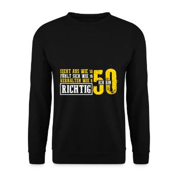 Sieht aus wie 18 fühlt sich wie 16 verhalten wie 6 - Unisex Pullover - Schwarz - Vorne - Alina (178cm) & Michal (187cm)